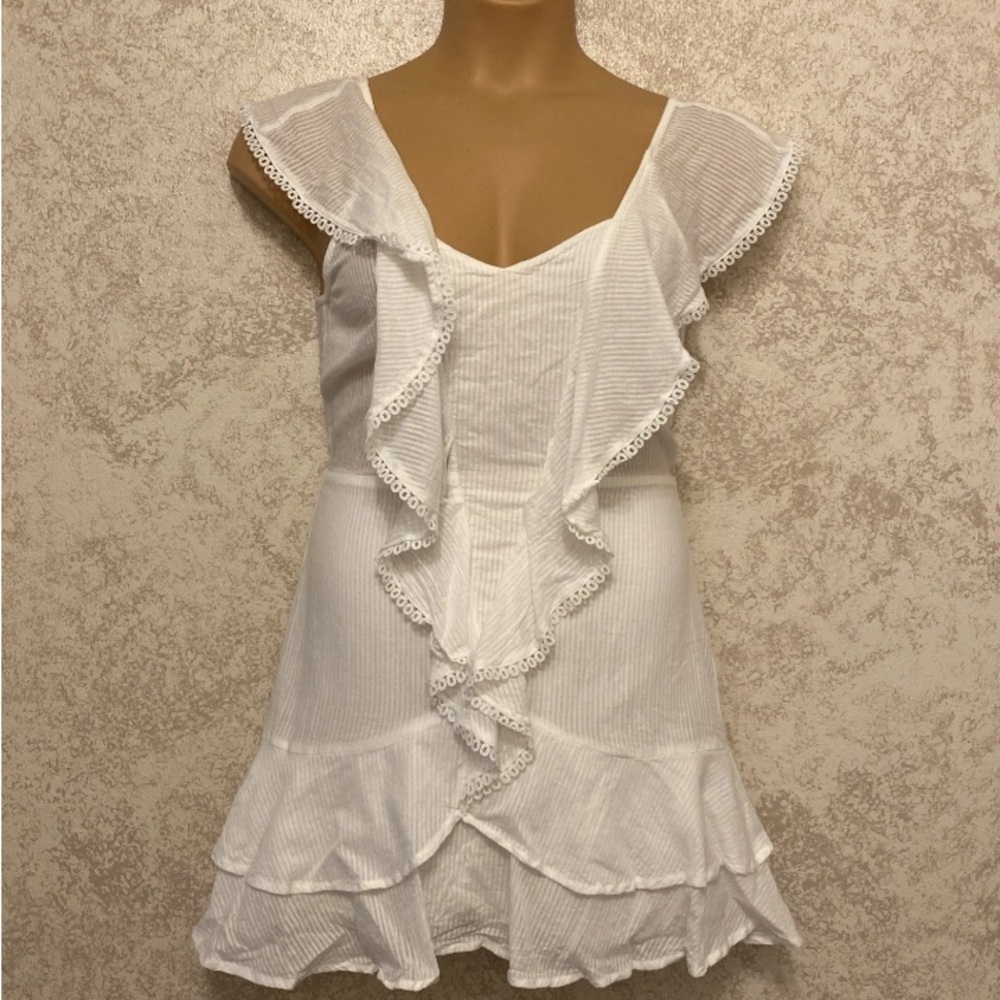Lush White Ruffle Striped Dress